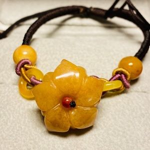 Hand carved and knitted jade bracelet